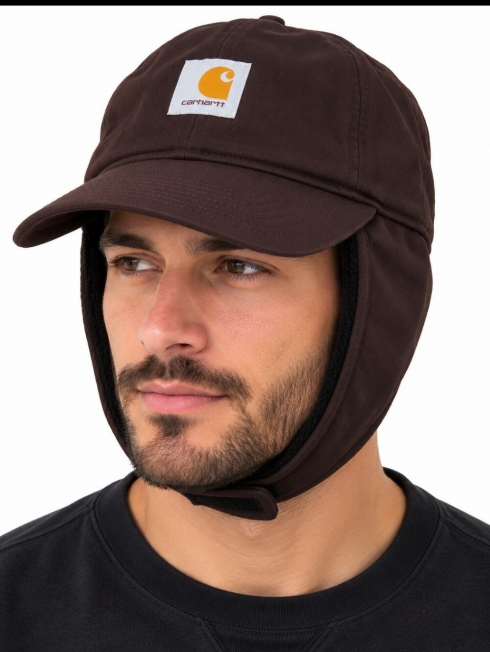 Carhartt Brown Warm Insulated Ear Flap Winter Cap Hat Fleece Lined Unisex